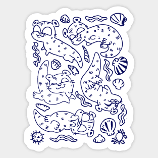 OTTER navy toony pattern Sticker